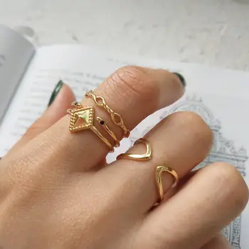 

Stylish and luxurious stacked women's rings are truly 100%925 silver double opening geometric fine adjustable ring jewelry