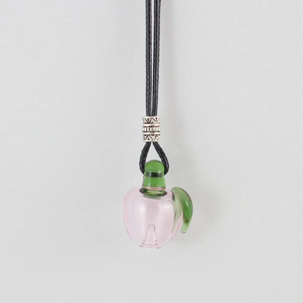Handmade Lampwork Pendant Necklace Essential Oil Diffuser Glass Bottle Pink