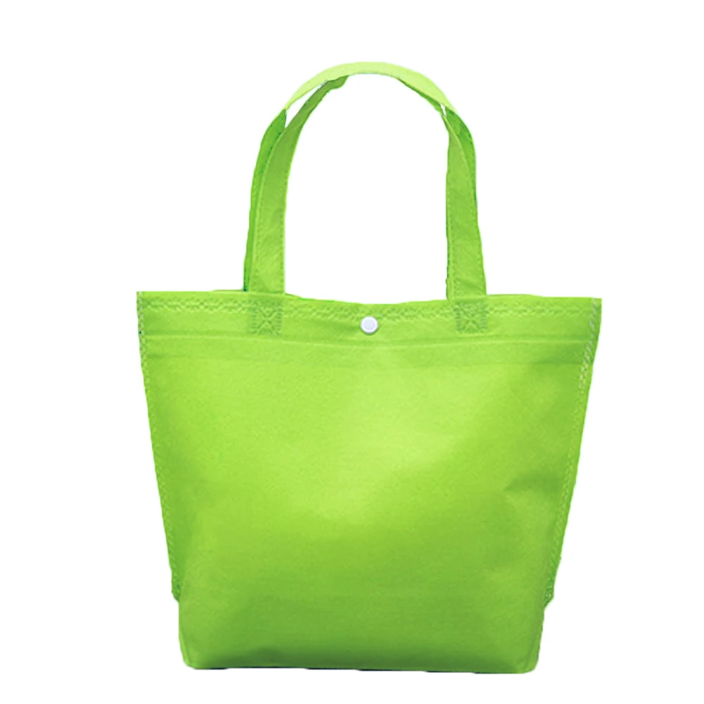 Новая многоразовая сумка для покупок, одноцветная Складная Сумка-тоут на кнопках, модная настраиваемая Эко сумка из нетканого материала, Женская дорожная сумка для хранения - Цвет: light green