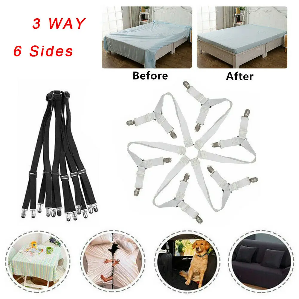 Adjustable Elastic Bed Sheet Clip Mattress Cover Corner Holder Fasteners Straps Grippers Hook Sets | Дом и сад