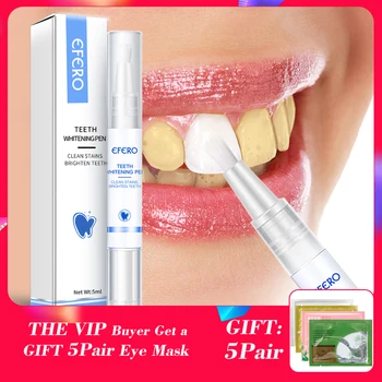 

EFERO 1Set Teeth Whitening Essence Oral Hygiene Serum Effectively Removes Tartars Plaque Stains Dental Tools+5 Pairs Eye Masks