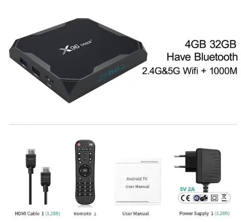 4G 32G X96 Max+ AmlogicS905X3 четырехъядерный процессор 8K разрешение двойной Wifi 2 ГБ 4 ГБ ram 16 ГБ 32 ГБ 64 Гб rom Netflix Android tv Box X96 Max Plus - Цвет: 4G 32G