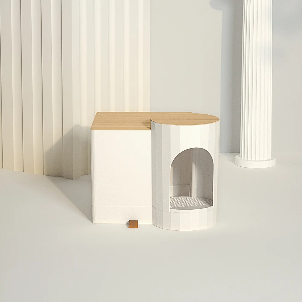 Totally enclosed type fully automatic induction lamp cat toilet modular wood grain cat litter basin pet supplies cat litter box Totally enclosed type fully automatic induction lamp cat toilet modular wood grain cat litter basin pet supplies cat litter box