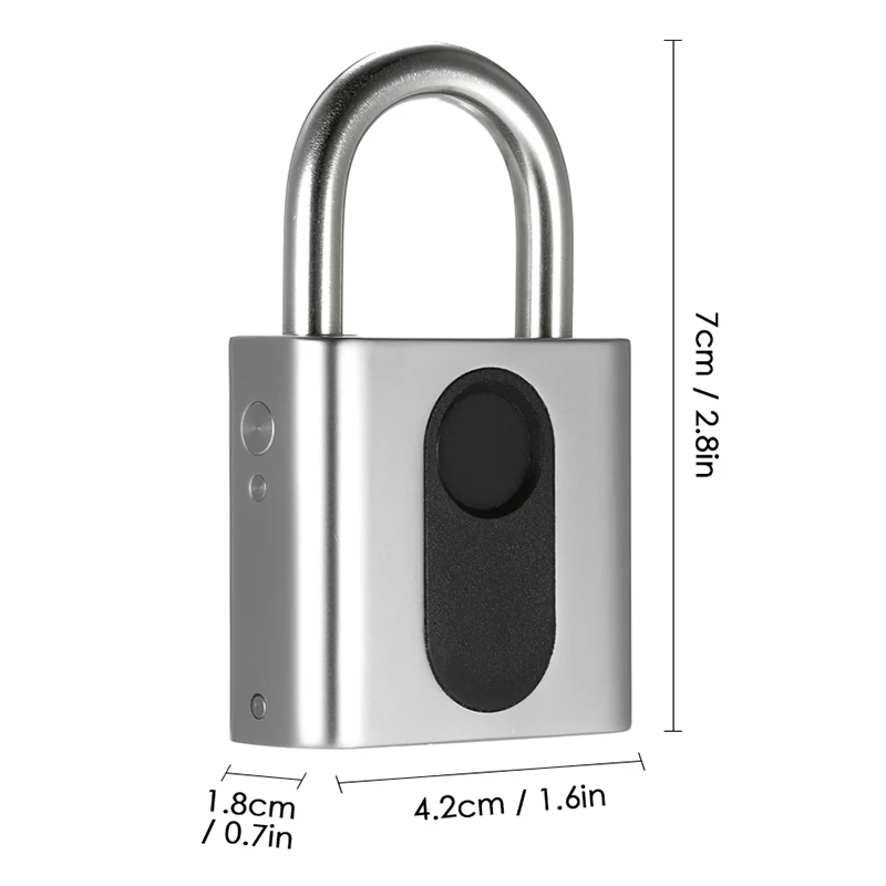 

1*Fingerprint Padlock Smart Door Lock USB Rechargeable Fingerprint PadLock Waterproof Anti-theft Accessories