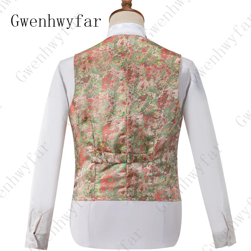 Gwenhwyfar, новинка, мужские костюмы, комплект из 3 предметов, жаккардовые, цветочные, свадебные, костюмы для жениха, для банкета, выпускного, костюм-смокинг, мужской костюм