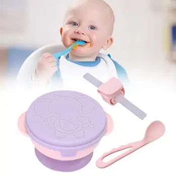

Baby Bowl Set For Training Bowl Spoon Non-slip Tableware Set Dinner Bowl Learning Dishes With Suction Cup Baby Tableware Set