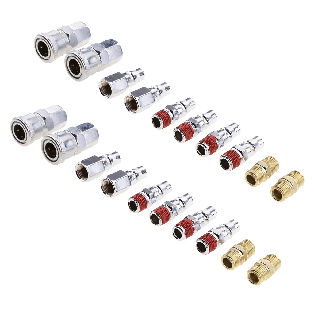 20 Pieces Air Compressor Line Hose Fittings Quick Release Connector 1/4 20 Pieces Air Compressor Line Hose Fittings Quick Release Connector 1/4