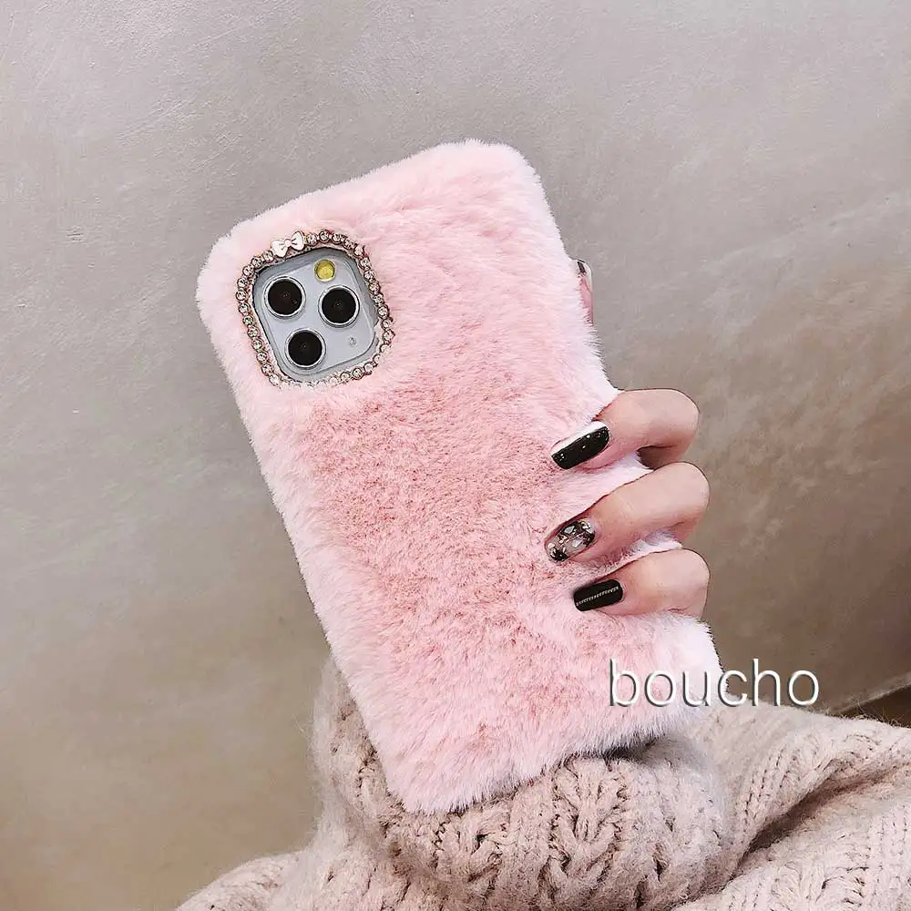 Теплый чехол на запястье для iPhone 11 Pro XS Max XR X Модный чехол Пушистый чехол для iPhone 6 6S 7 8 Plus Мягкий ТПУ чехол для телефона - Цвет: simple Pink