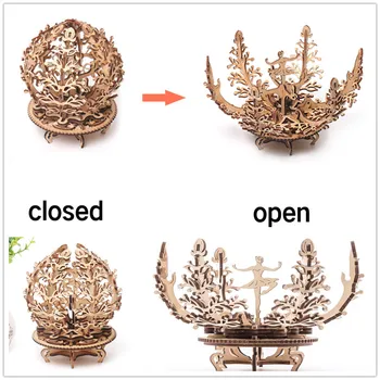 

Flower Mechanical Wooden Model Kit Puzzle Assembly Self-propelled Education Toy jigsaw picture puzzles for adults kids games