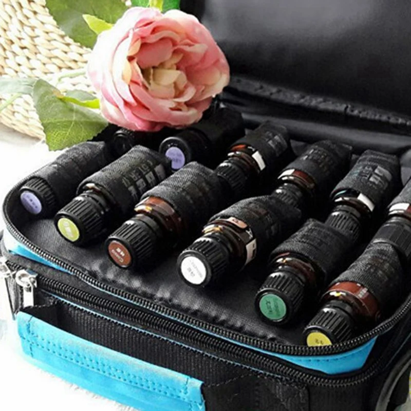 42 Bottles Essential Oil Carrying Case Make Up Storage Bag Double Zipper Cosmetic Bag