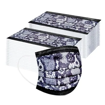 

100PC Adult Fashion Lace Disposable Face Mask Safety Air Fog Protection mascarillas Three Layer Breathable masque jetable