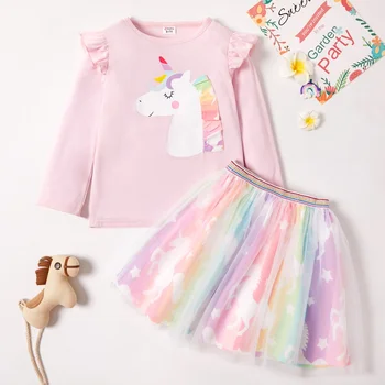 

PatPat New Arrival Autumn and Spring Kid Girl Unicorn Sets Kids Clothing Girl