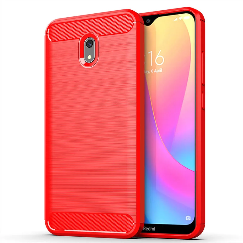 Чехол из углеродного волокна для Xiaomi Redmi 8, чехол с полной защитой, чехол для телефона Xiaomi Redmi 8A 8 A, чехол, противоударный бампер - Цвет: Красный