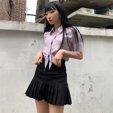 

Summer Harajuku Kawaii Black Skirt Y2k Clothes Solid Colors High Waist Mini Skirts Korean Fashion Y2k Pleated Skirts Womens 2021