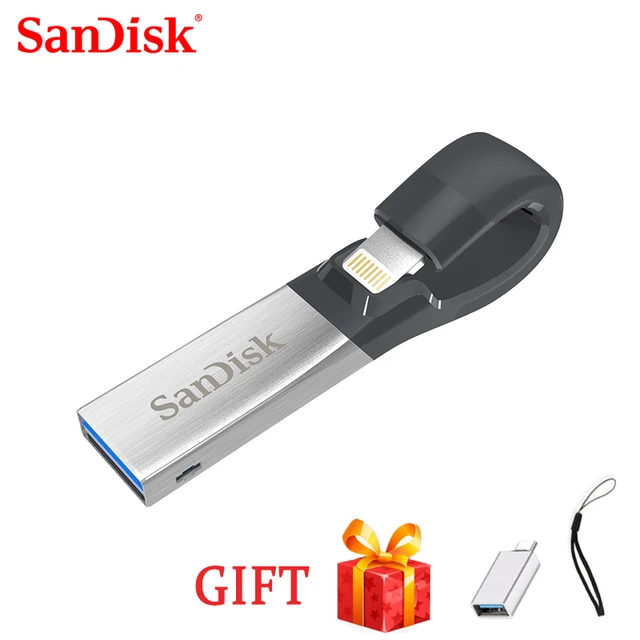 100%SanDisk Pen Drive 32GB USB Flash Drive 64GB USB 3.0 OTG Lightning Memory Stick Mini Pendrives for iphone ipad and PC SDIX30N 1