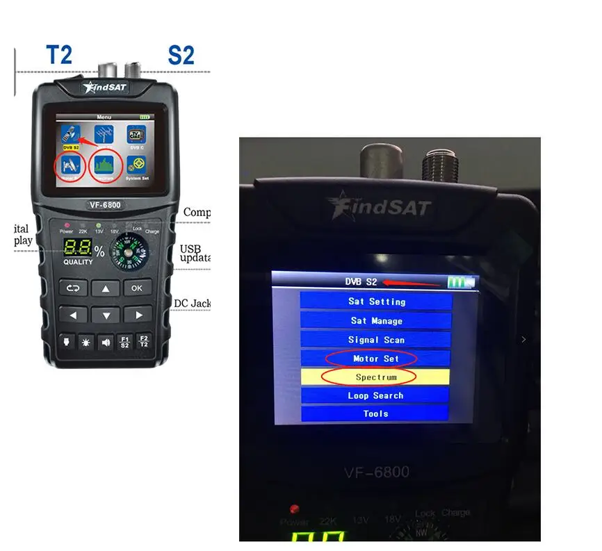 2," цветной ЖК-экран спутниковый искатель метр Dvb-t2/DVB S2/DVB C Combo Sat Finder Dvb t2 приемник спутниковый Satfinder