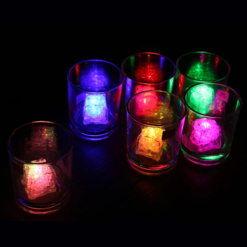 

1/12pc DIY LED Flash Ice Cubes Drink Cup Sensor Colorful Glowing Square Light Bar Club Wedding Party Holiday Light Decor
