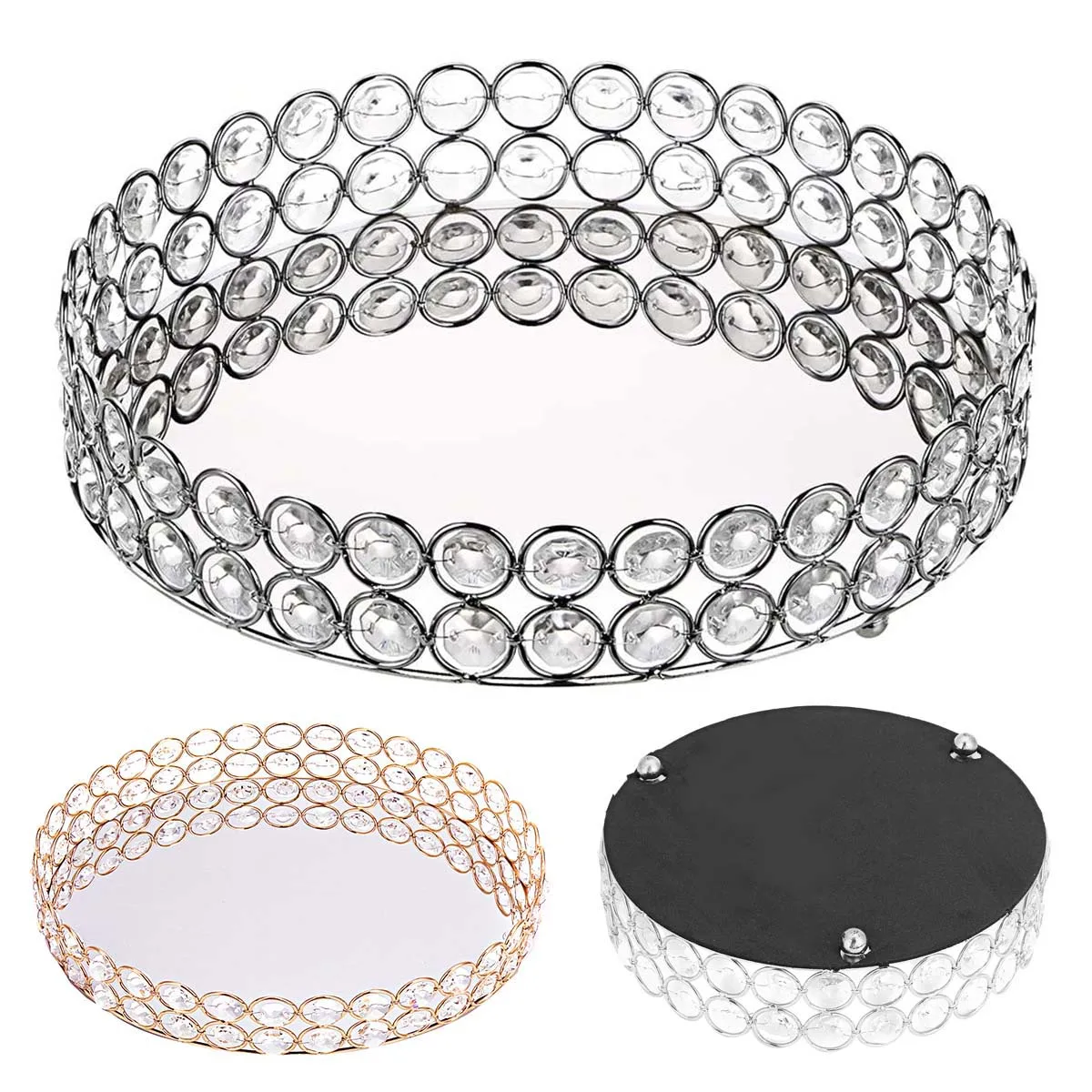 Crystal Makeup Tray Storage Baskets Box Home Organizer for Necklace Dessert Plate Tray Decorative Vanity Jewelry Serving storage box storage tray jewelry storage tray rotating storage organizer