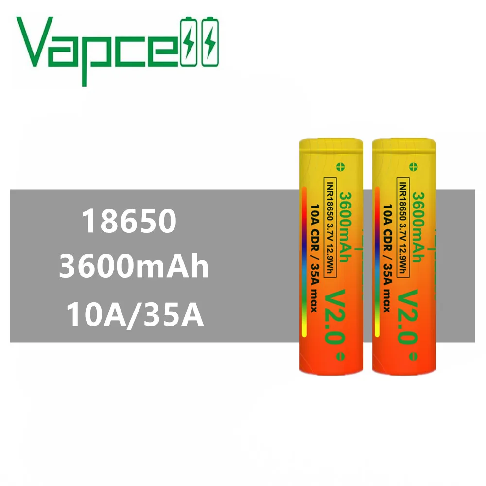 2pcs VAPCELL 18650 3600mAh 3.7V rechargeable HIGH POWER lithium battery continuous 35A vs keeppower smoke E-CIG IMR BATTERY | Электроника