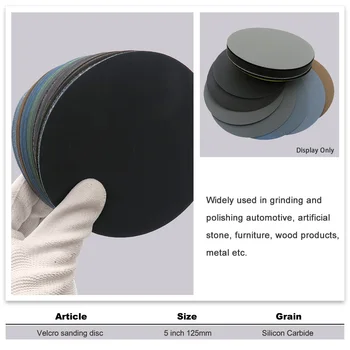 

16pcs 5 Silicone Carbide Wet/Dry Sanding Disc Hook And Loop Sandpaper Polishing