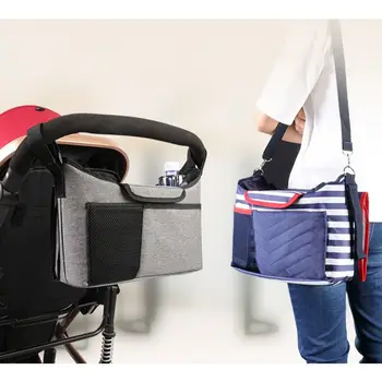 

Pram Bag Organiser Large Capacity for Baby Stroller Accessories with Diaper changing pad