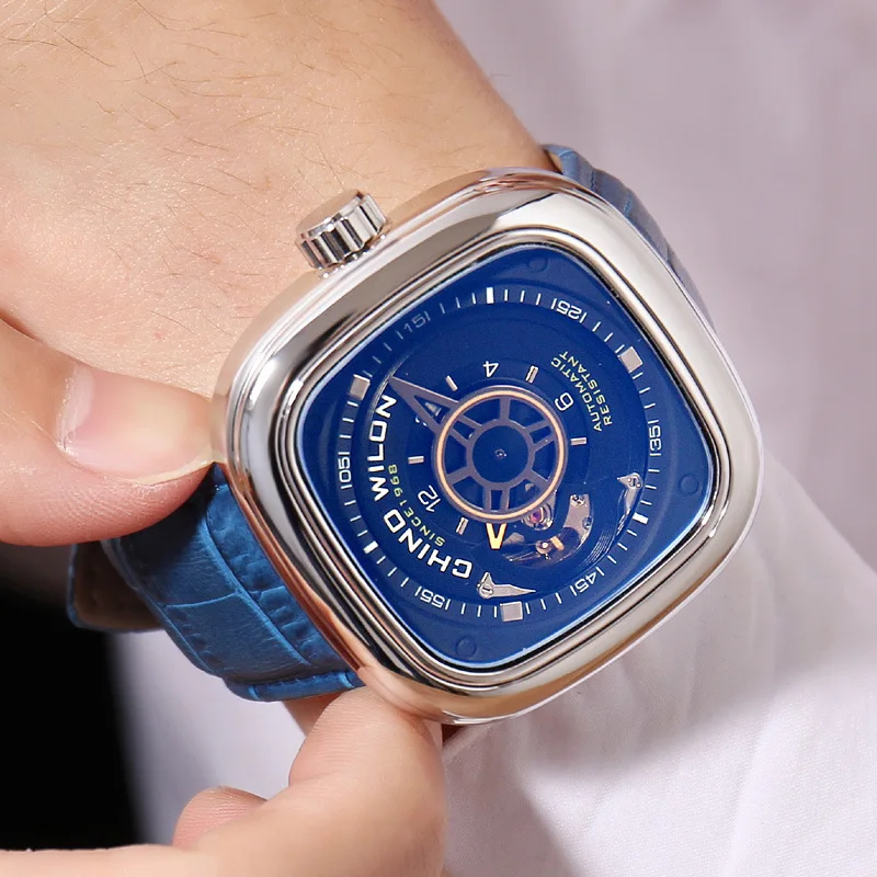 

Hot Selling Genuine Product Watch Fashion Fully Automatic Analog Watch MEN'S Watch Hollow out Square Big Dial Watch
