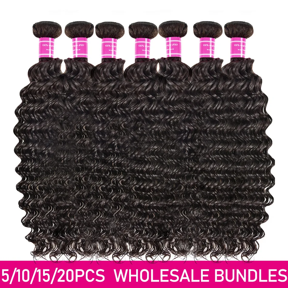 

Wholesale Price 3 6 10Lots Hair Brazilian Deep Wave Human Hair Weaves Double Weft Human Hair Bundles 10A virgin Hair Extension