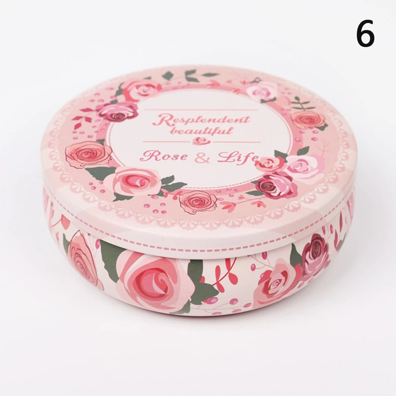 1PC Multi-Style Mini Round Pocket Tea Sugar Coffee Storage Box Tin Box Kitchen Flower Drawing Style Mousse Cake Packaging Gifts 