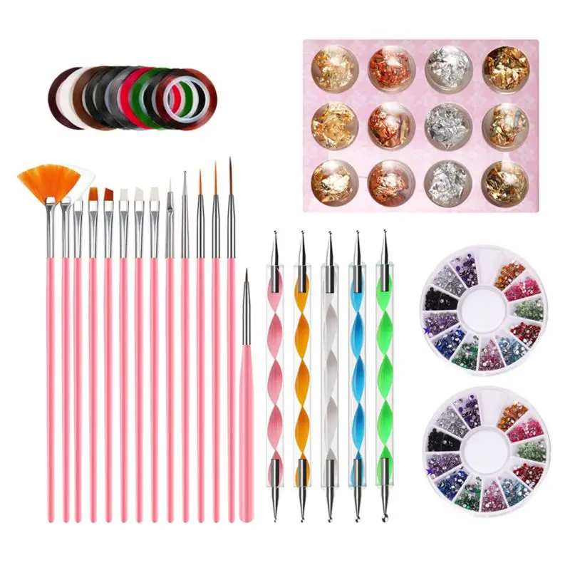 

Nail Art Brush Dotting Painting Pen Rhinestones Decoration Manicure Care Tool X7YB