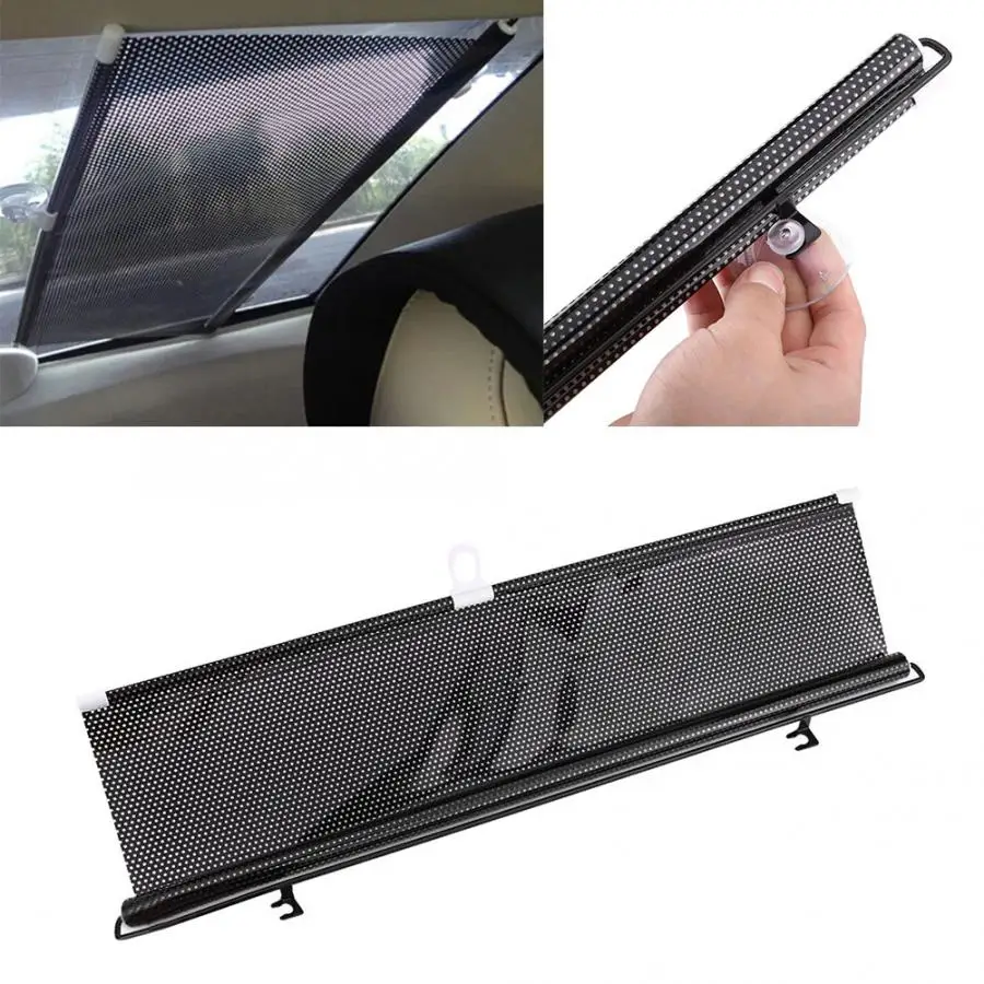 Авто затенение от солнца занавес 22,8 ''x 49'' черный Универсальный Выдвижной солнцезащитный затенение окна автомобиля Ветровое стекло занавес автостайлинг