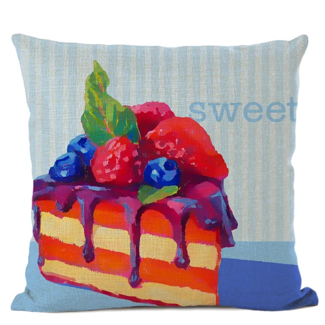 06 45x45cm Высококачественная картина маслом подушка для дивана домашнее украшение красочный сладкий еда торт бургер хлеб мороженое наволочка с принтом - Цвет: 06 45x45cm