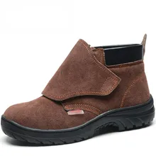 Сварочная Рабочая страховая обувь защитная обувь анти-разбивание и анти-пирсинг коричневый мех коровы