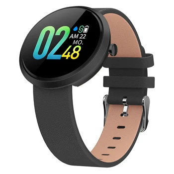 

V06C smartwatch leather strap Bluetooth heart rate monitor waterproof sports wristband pedometer