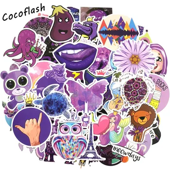 

70pcs/pack Cartoon Purple Decorative Stickers Adhesive Stickers DIY suitcase skateboard laptop Sticker Children Gift toys decals