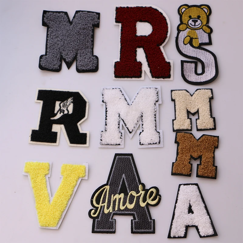 

Cartoon Decorative Patch English Letters icon Towel Embroidered Applique Patches For DIY Iron on Badges Stickers on the clothes
