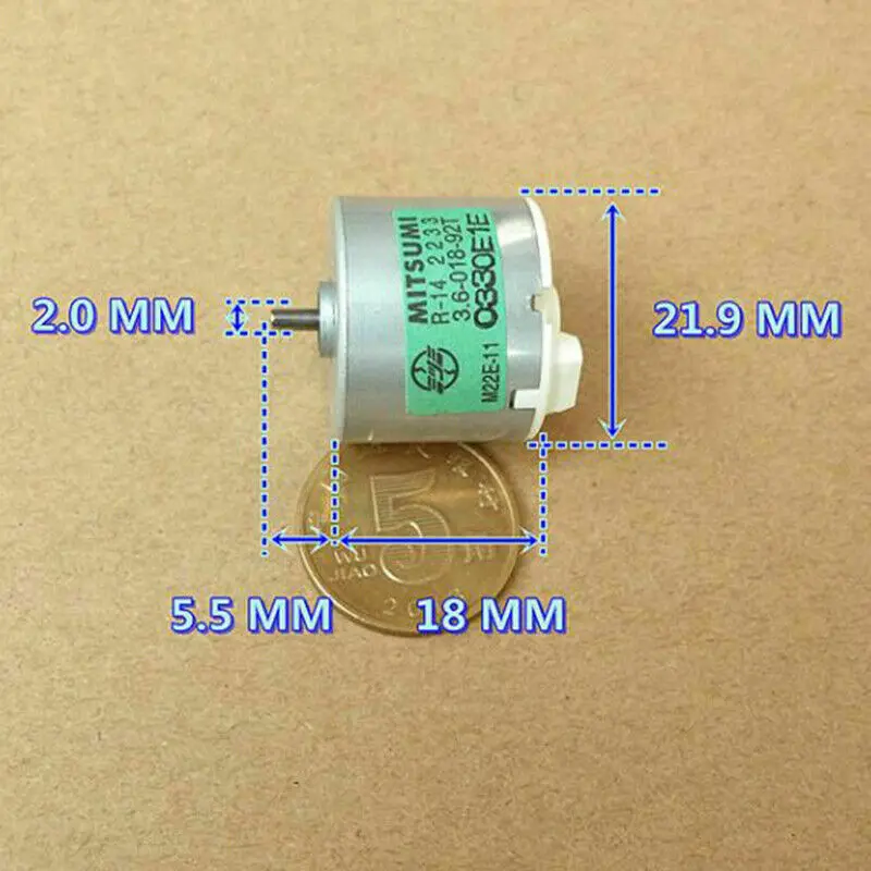 MITSUMI M22E-11 DC 3 V-6 V 9500 об/мин мини 22 мм 6 полюсов ротора большой крутящий момент 310 двигатель "сделай сам" для удаления татуировок