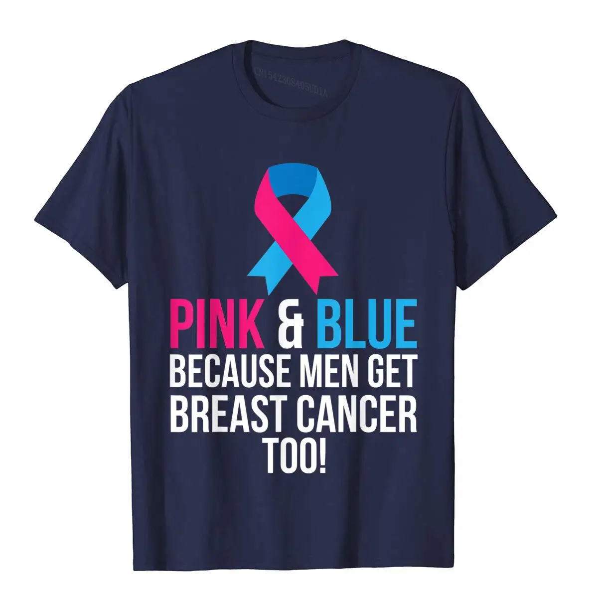 Pink And Blue Men Breast Cancer Awareness Shirt T-Shirt__B6658navy