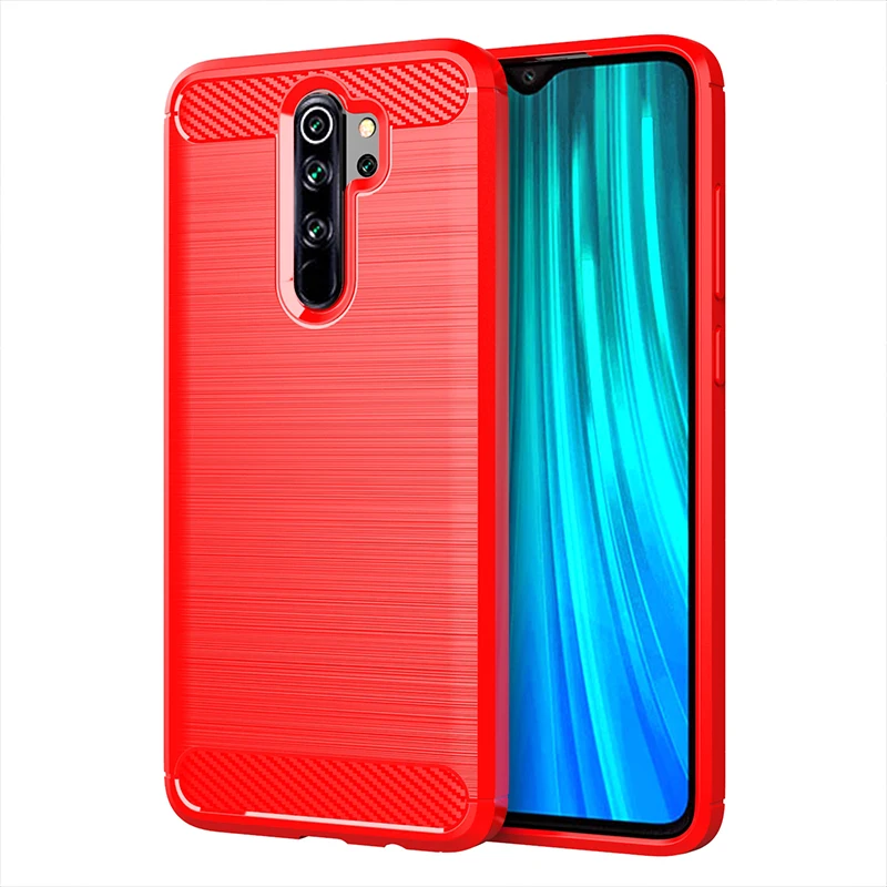 Красный ТПУ чехол для Redmi Note 8 Pro чехол противоударный бампер из углеродного волокна Мягкий чехол для Xiaomi Redmi Note 8 Pro Global Чехол Броня - Цвет: Красный