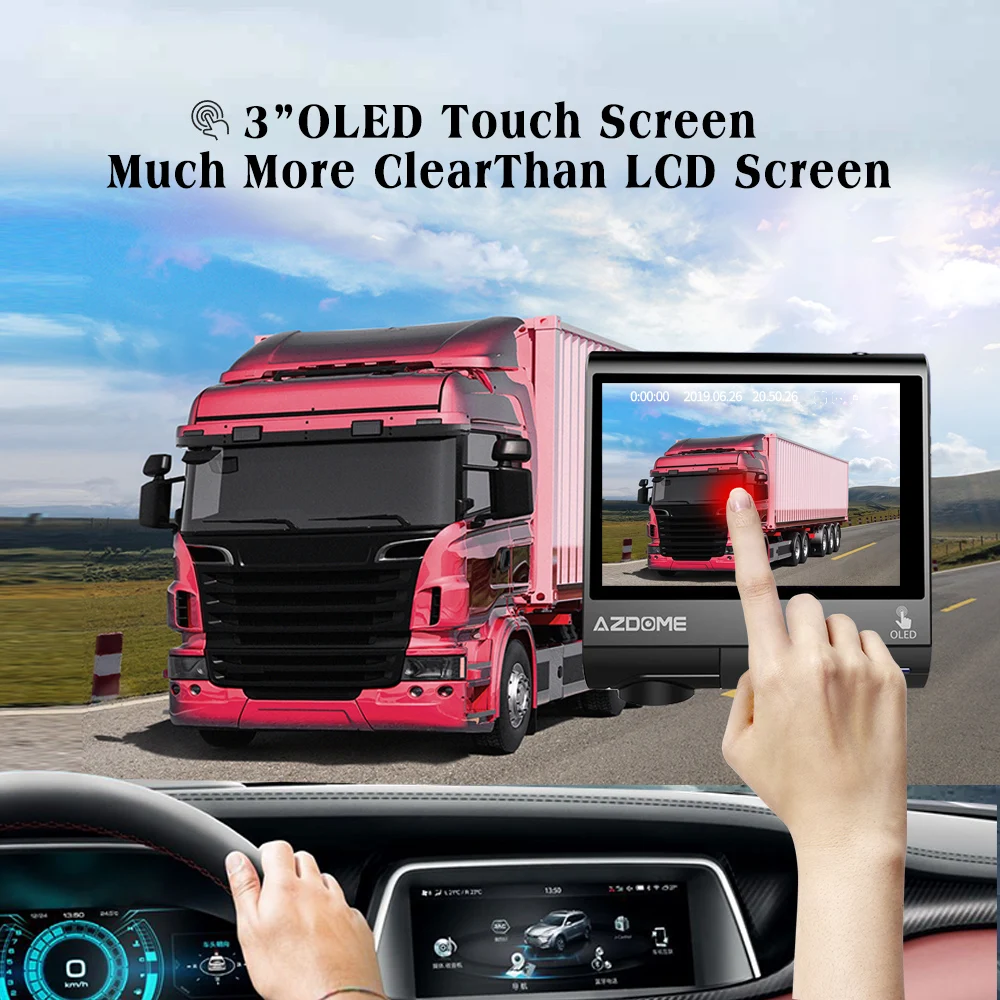 Оригинал AZDOME M05 3 &quotOLED Сенсорный Экран Автомобильный Видеорегистратор FHD 1080 P Dash Cam