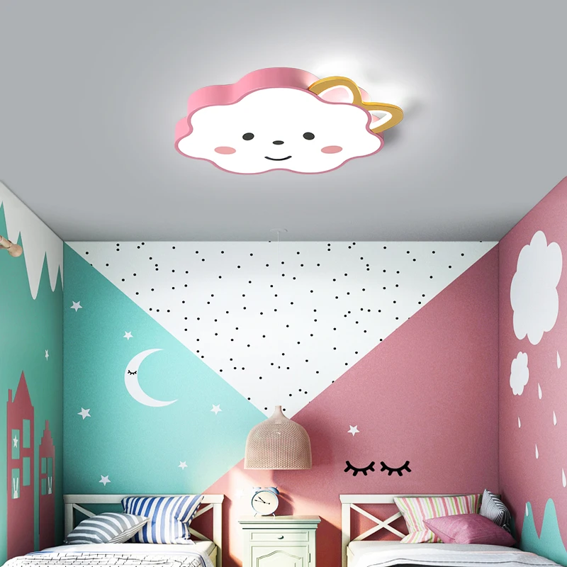 Ceiling Lights for living room Bedroom lamparas de techo colgante moderna Cartoon Cute pink white led ceiling lamp for baby girl