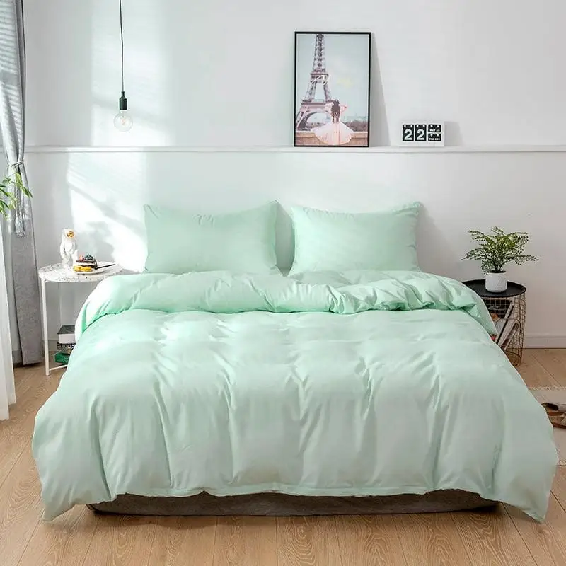 Пододеяльник King size простой комплект постельного белья queen size однотонный комфортный цвет комплекты постельного белья - Цвет: green