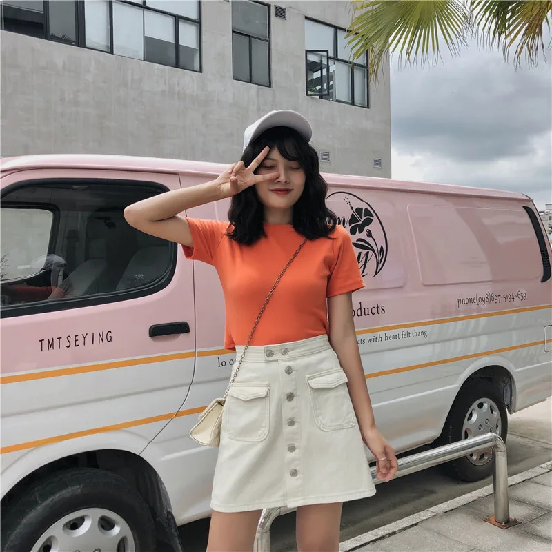 

High-waisted Denim Skirt Skirt Women's Summer 2019 New Style Slimming A- line Short Culottes Skirt