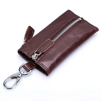 

25PCS / LOT Genuine Leather Zipper Keys Wallet Keychain Covers Case Bag