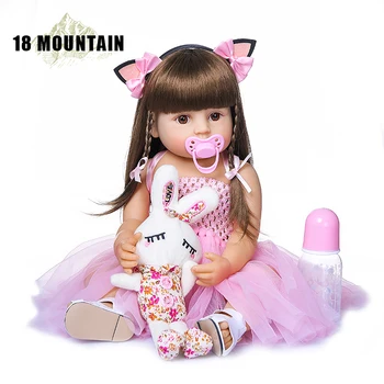 

Hot 55CM Real Size Original Bebe Doll Very Soft Full Body Silicone Girl Doll Reborn Toddler Girl Pink Princess Bath Toy Surprice