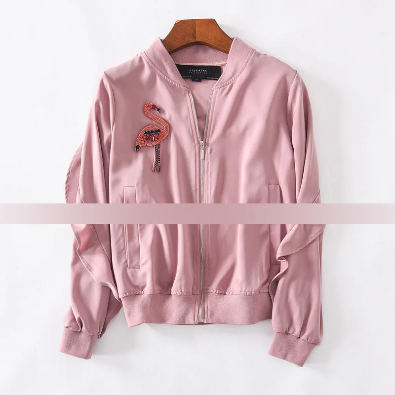 

N3031 Short-height Baseball Uniform Female Spring New Style Korean-style Loose-Fit Flounced Stand Collar Cropped Jacket Students