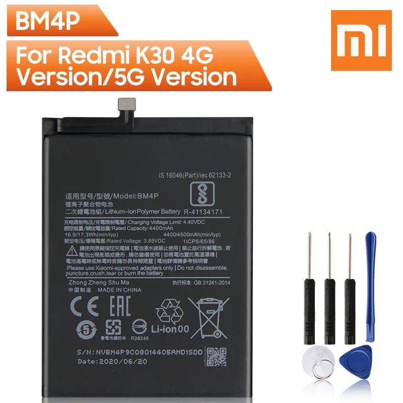 

Xiao Mi Original Replacement Phone Battery BM4P For Xiaomi Mi Redmi K30 Hongmi K30 Authentic Rechargeable Battery 4500mAh + Tool