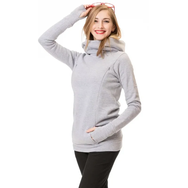 Грудное вскармливание одежда осень зима кормящих Толстовка для беременных женщин плюс бархат толстая одежда с капюшоном B0061
