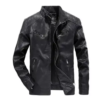 

2020 Mens Winter Clothing Thickening Plus Velvet Leather Motorcycle Jacket Mens Warm Slim Self-cultivation Retro Mens Clothing