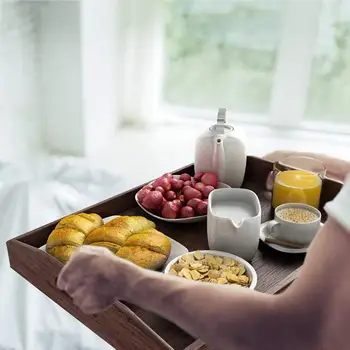 

7pcs / Set Of Wooden Storage Tray Retro Color Tea Burning Tray Set Jewelry Display Tray Square Fruit Cake Dessert Tea Set Saucer