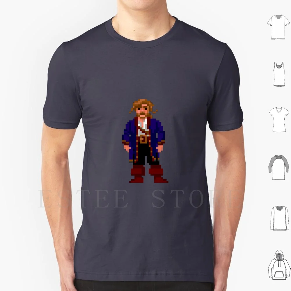 Maglietta In Legno Di Tre Spazzole Fai Da Te Grande Formato 100% Cotone Guanciale Trebbiolo Scimmia Isola Lechuck Scimmia Pirata Pirata